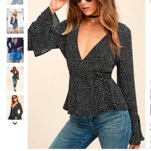 Lulus Polka Dot Wrap Top